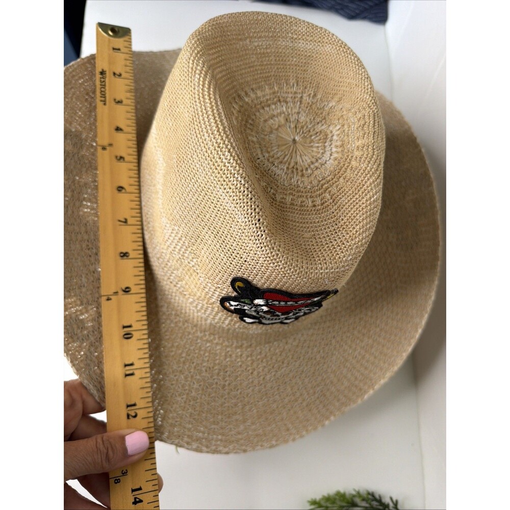 Ed Hardy Love Kills Slowly Straw Cowboy Hat Y2K Graphic Tan  One Size NW - Picture 7 of 7